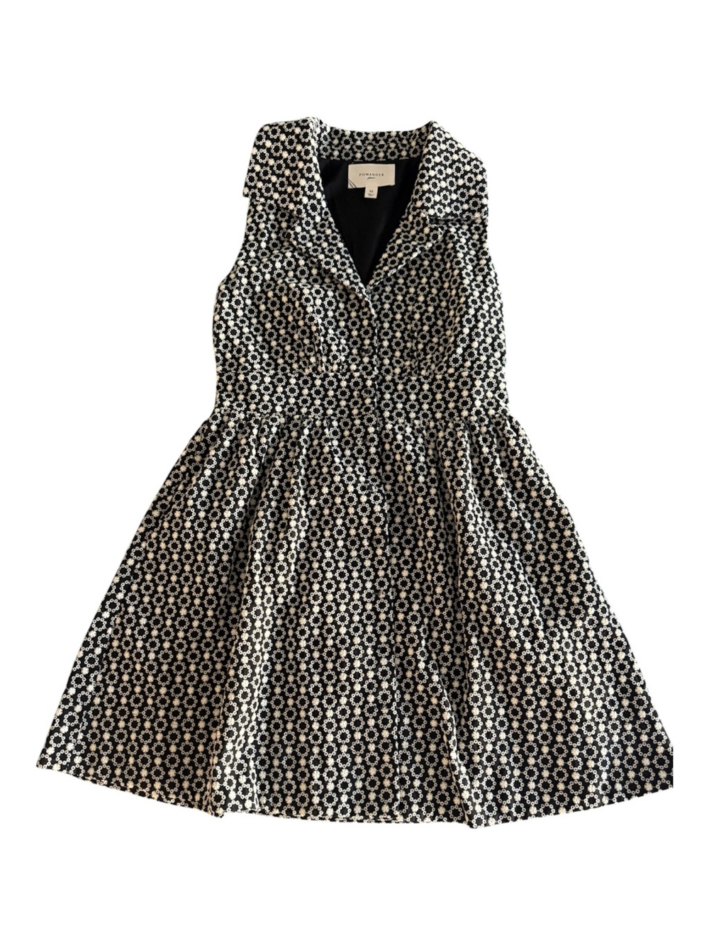 Tuckernuck Pomander Place Noelle Dress XS Black White Embroidered Eyelet VTG